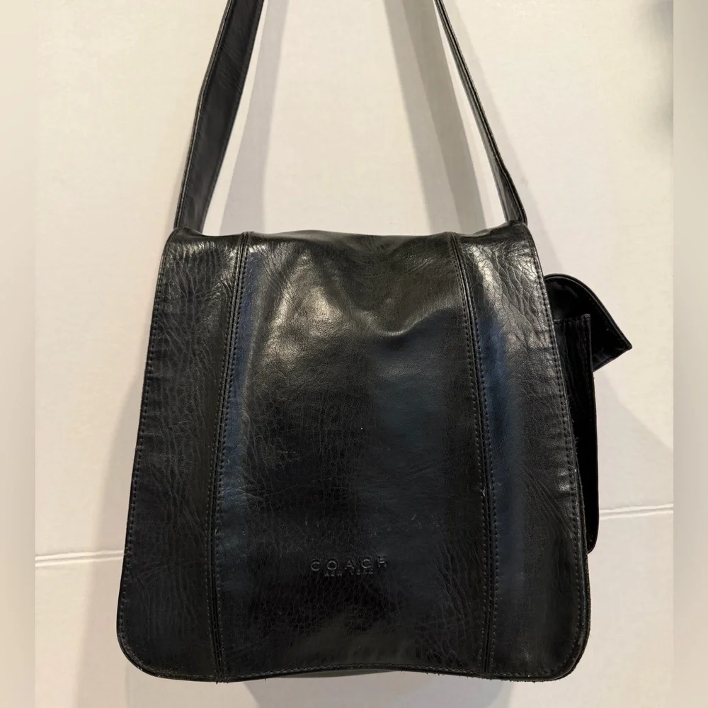 Coach Black Leather Messenger Bag